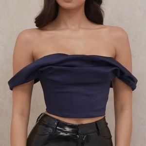 House of CB Carella satin draped corset top